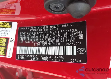 2023 Toyota Camry Se Awd from USA, damaged, VIN 4T1G11BK0PU073934